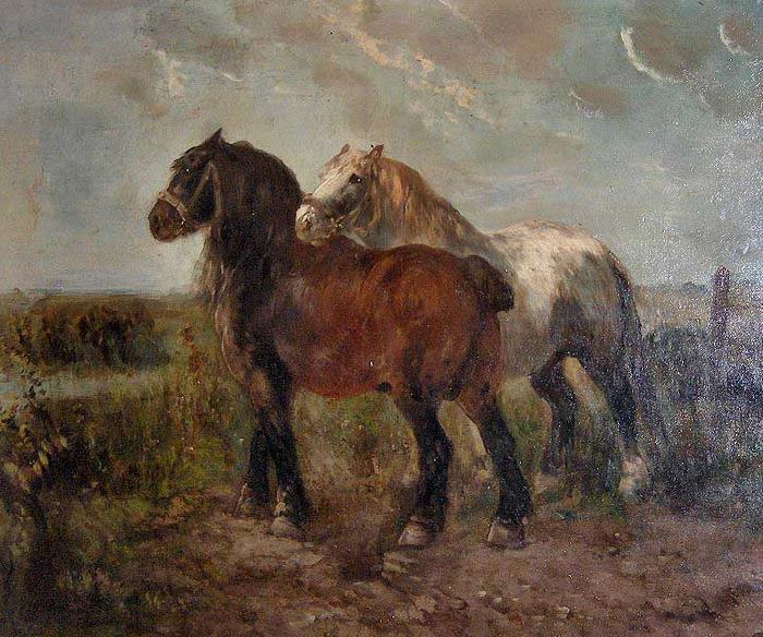 unknow artist Brabant draught horses Germany oil painting art